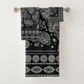 Orientalische Paisley-Verzierung Schwarzweiss Badhandtuch Set (Insitu)