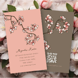 Orientalische rosa Pfirsichblüten Eleganter Chic S Visitenkarte