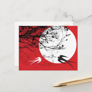 Orientalische Schwalben in der asiatischen Mondhym Postkarte
