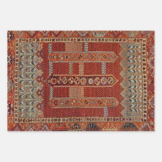 Orientalische Teppichgestaltung in Orangen Geschenkpapier Set (Vorderseite 2)