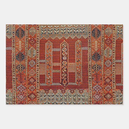 Orientalische Teppichgestaltung in Orangen Geschenkpapier Set (Vorderseite)