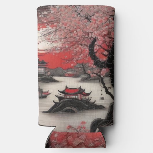 Orientalische Tintenbürste zeichnend Chinesisches Selters Dosenkühler (Rückseite)