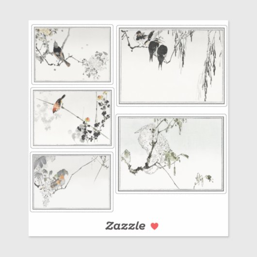 Orientalische Tintenvögel Aufkleber (Blatt)