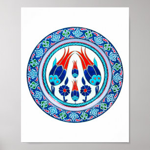 Orientalische türkische Kunst in Blau Poster