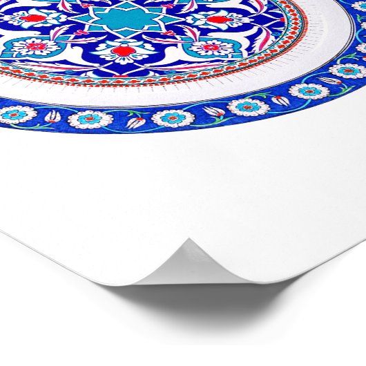Orientalische türkische Kunst in Blue Poster (Ecke)