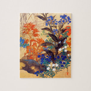 Orientalische Wasserfarben lebendige Vintage-Blume Puzzle