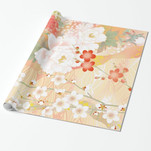 Orientalischer Akzent japanische florale Soft Colo Geschenkpapier (Ungerollt)