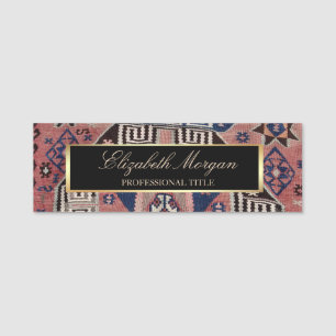 Orientalischer Antik-Blau-Kilim-Teppich Namensschild