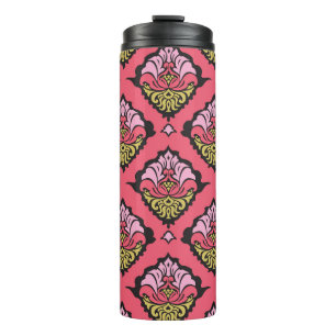 Orientalischer Damast Blumen Nahtlos Tapete Thermosbecher