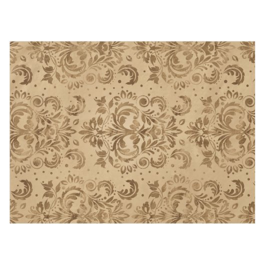 Orientalischer Damast Pattern Pastellgold Tischdecke (Vorderseite (Horizontal))