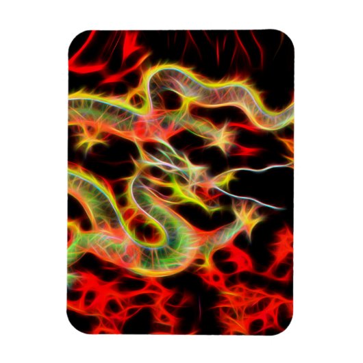 Orientalischer Drache Feuer auf Glücksenergie Magnet (Vertikal)