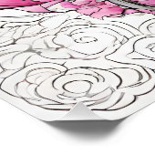 Orientalischer Drache mit kräftigen rosa Blume Poster (Ecke)