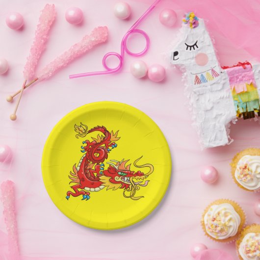 Orientalischer Drache Pappteller (Party)