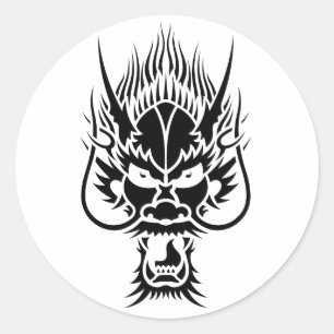 Orientalischer Drache Runder Aufkleber