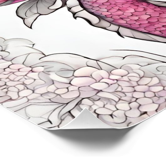 Orientalischer Drache und rosa Blume Poster (Ecke)