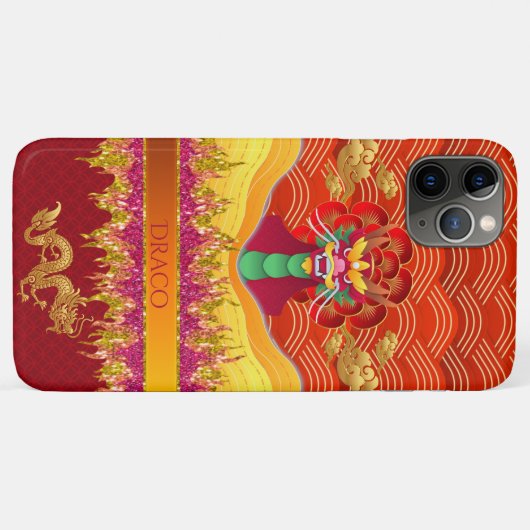 Orientalischer Drache/w Gold Cloud & Glitzer Fire Case-Mate iPhone Hülle (Rückseite (Horizontal))