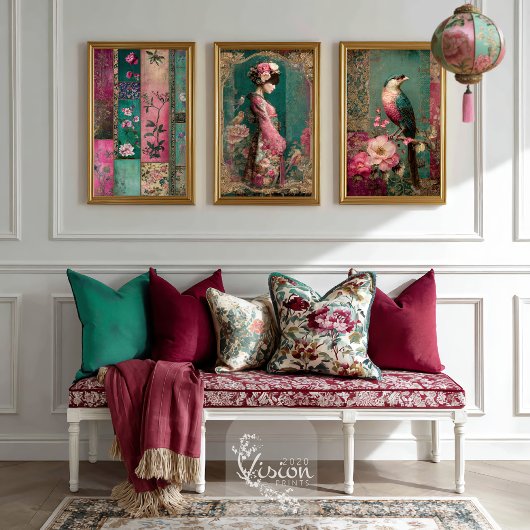 Orientalischer Garten, Chinoiserie, Patchwork Coll Seidenpapier