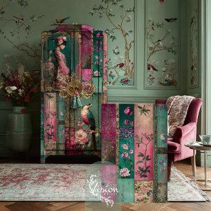 Orientalischer Garten, Chinoiserie, Patchwork Coll Seidenpapier