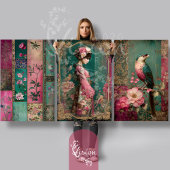 Orientalischer Garten, Portrait, Vogel, Patchwork, Geschenkpapier Set