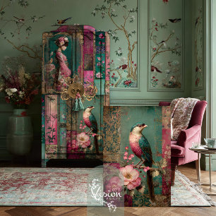 Orientalischer Garten Vogel & Florale Collage Kuns Seidenpapier