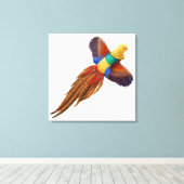 Orientalischer Golden Pheasant gezackte Canvas Leinwanddruck (Insitu (Holzboden))