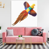 Orientalischer Golden Pheasant gezackte Canvas Leinwanddruck (Insitu (Wohnzimmer))