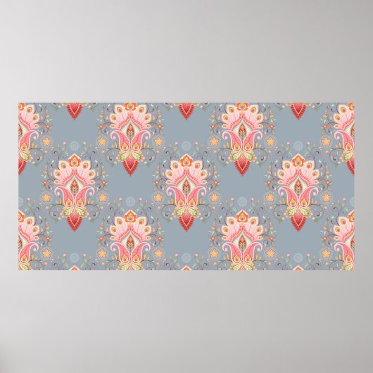 Orientalischer Hintergrund mit Pisley-Blume Poster (Vorne)