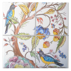 Orientalischer jakobinischer Vogel Blumen Chinoise Fliese