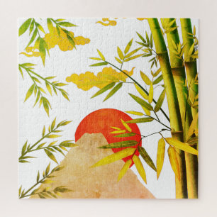 Orientalischer japanischer Aufstieg mit Bambus Puzzle