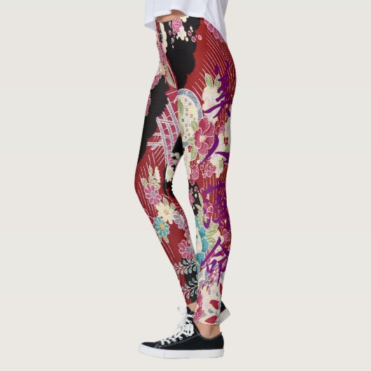 Orientalischer Kimono-Druck Leggings (Links)