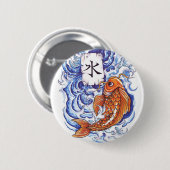 Orientalischer Koi Button (Vorne & Hinten)