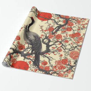 Orientalischer Kranich und Pfingstrose - Tradition Geschenkpapier