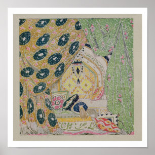 Orientalischer Landschafts-Entwurf (Farbelitho) Poster