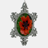 Orientalischer Mohn Schneeflocken Zinn-Ornament (Links)