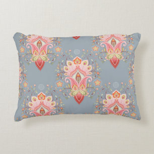Orientalischer Paisley-Pfauenfeder-Hintergrund Dekokissen