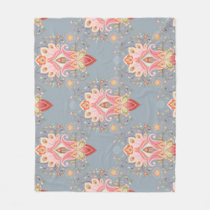 Orientalischer Paisley-Pfauenfeder-Hintergrund Fleecedecke