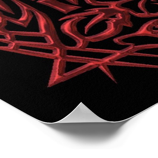 Orientalischer Stamm Roter Chrome Tattoo Poster (Ecke)