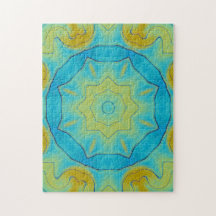 Orientalischer Stern in Blau und Alt-Gelb