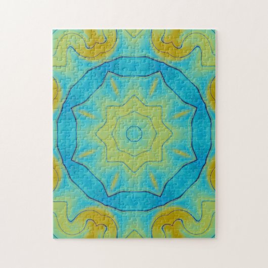 Orientalischer Stern in Blau und Alt-Gelb Puzzle (Vertikal)