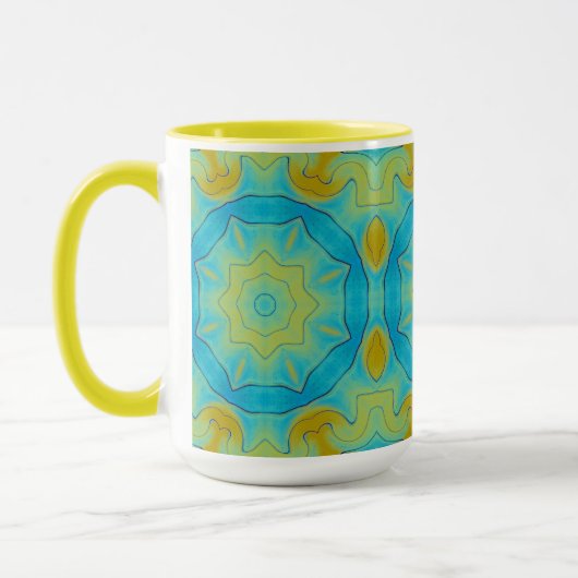 Orientalischer Stern in Blau und Gold Gelb Tasse (Links)