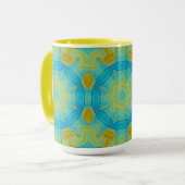 Orientalischer Stern in Blau und Gold Gelb Tasse (Vorderseite Links)
