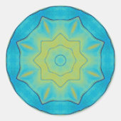 Orientalischer Stern in blauen und alten goldgelbe Runder Aufkleber (Vorderseite)
