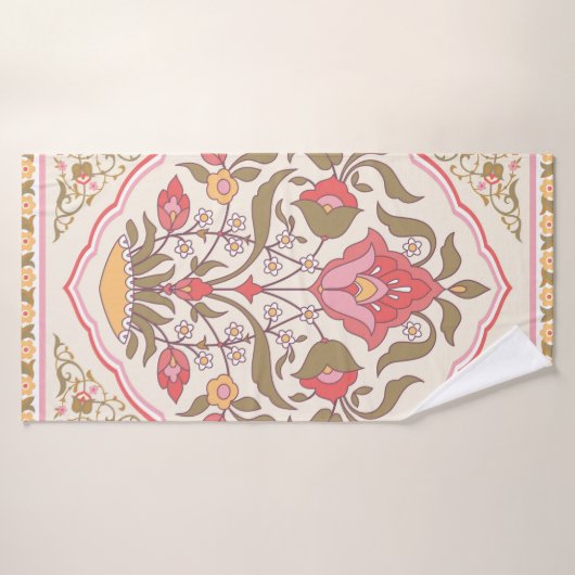 Orientalischer Stil verziertes Blumendesign Badehandtuch (Badehandtuch)