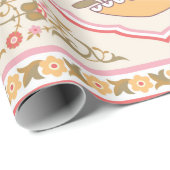 Orientalischer Stil verziertes Blumendesign Geschenkpapier (Rolleneckpunkt)