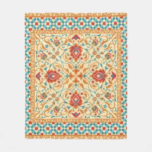 Orientalischer Teppich, Blumenmuster. Fleecedecke