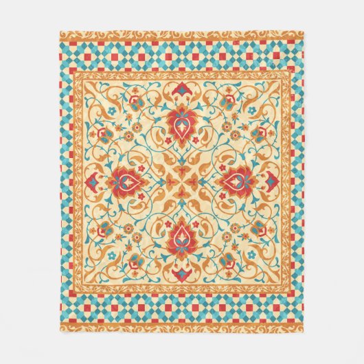 Orientalischer Teppich, Blumenmuster. Fleecedecke (Vorderseite)