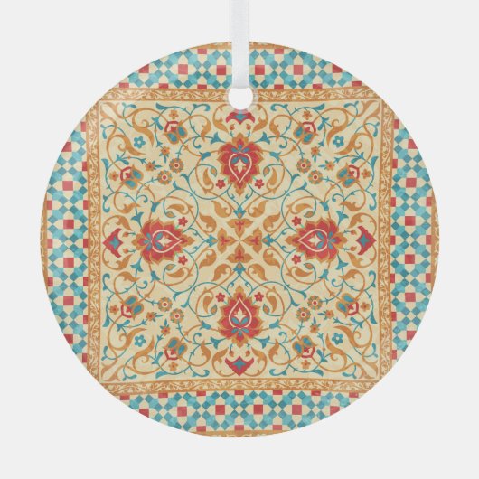 Orientalischer Teppich, Blumenmuster. Ornament Aus Glas (Vorderseite)
