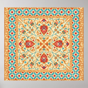 Orientalischer Teppich, Blumenmuster. Poster