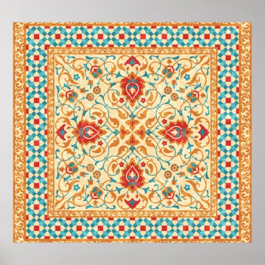 Orientalischer Teppich, Blumenmuster. Poster (Vorne)