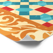 Orientalischer Teppich, Blumenmuster. Poster (Ecke)